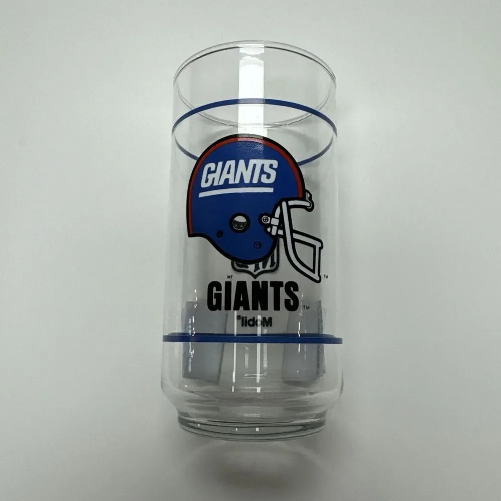 Vintage NFL Mobil 16‎ Oz Drinking Glass Football Tumbler New York Giants